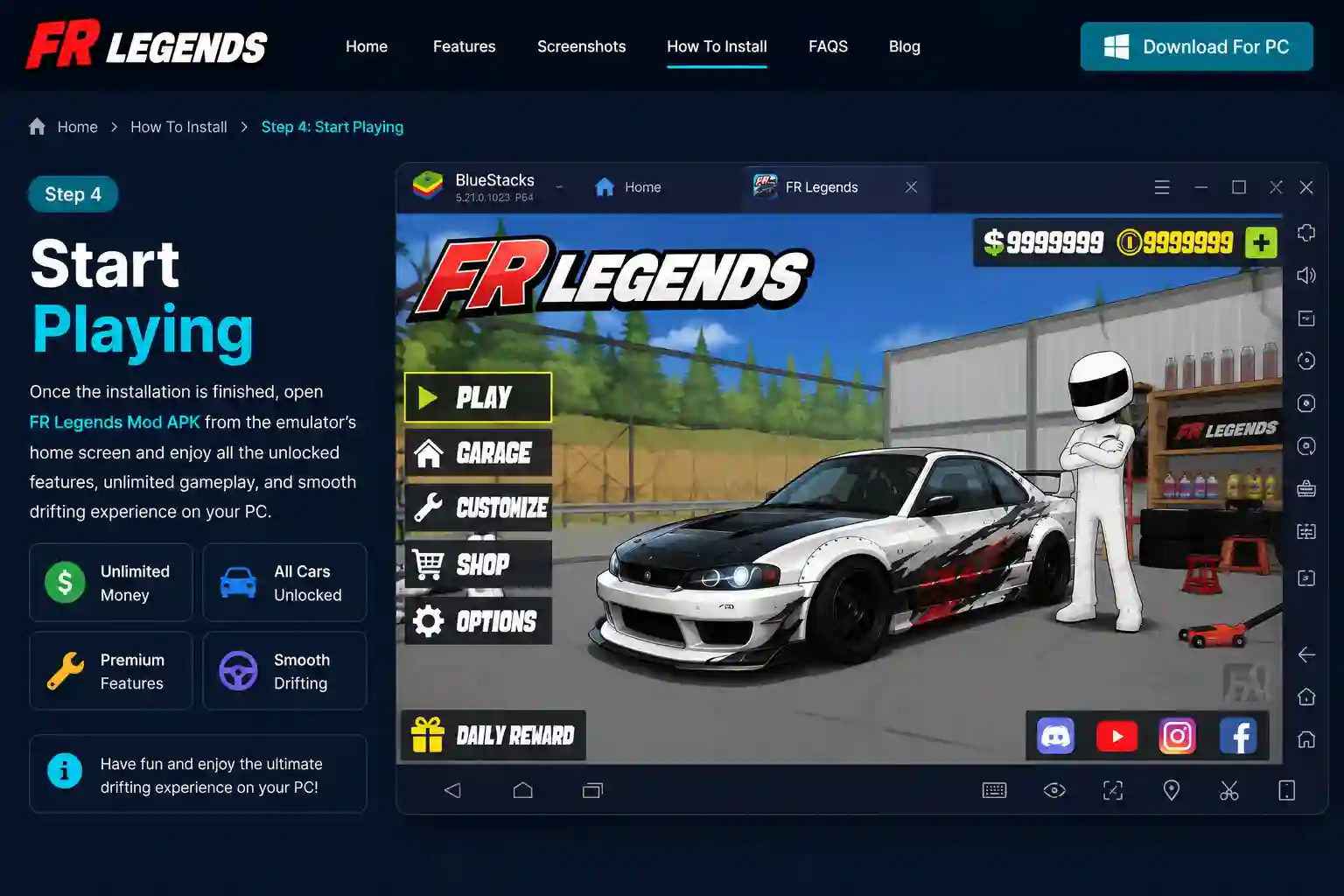 FR Legends Mod APK v0.4.7 for PC download and installation guide showing how to download the game and install it on Windows PC