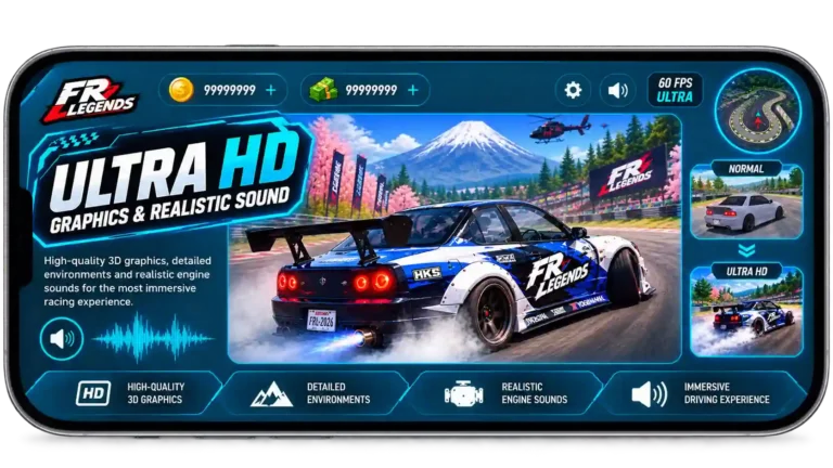 FR Legends MOD APK with Ultra HD graphics, realistic engine sounds, and drift racing